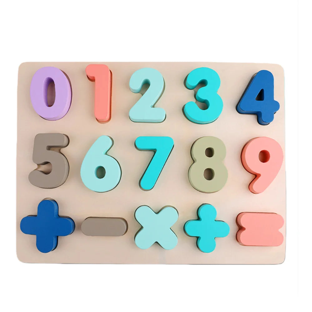 Matching Games 3D Wooden Board Early Education Mathematics Alphabet Number Puzzle Learning Shape Cognition Puzzle