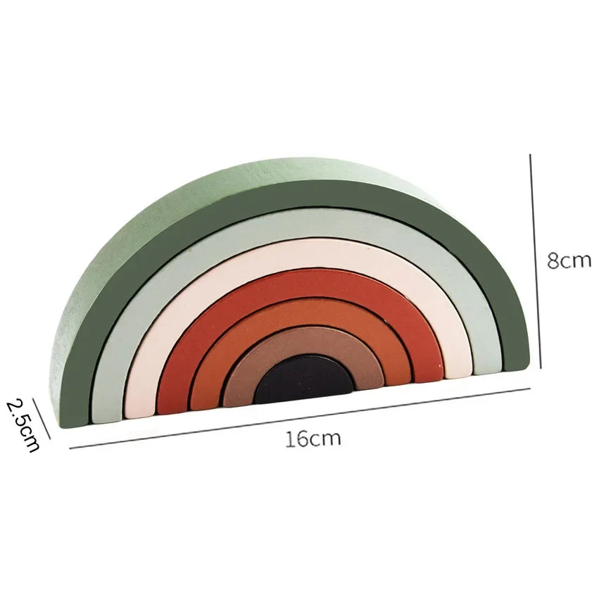 Hot Arch Bridge Rainbow Building Blocks Kids Wood Stacker Baby Toy Color Cognitive Children Montessori Educational Wooden Toys