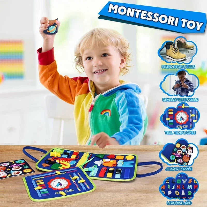 Montessori Busy Board Sensory Toy for Toddlers