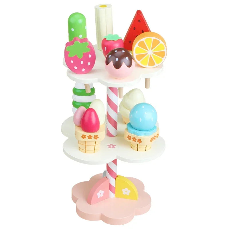 Baby Shopping Products Baby Infant Toys Simulation Magnetic Ice Cream Wooden Toys Pretend Play Toys Food Birthday Christmas Gift