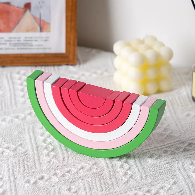 Hot Arch Bridge Rainbow Building Blocks Kids Wood Stacker Baby Toy Color Cognitive Children Montessori Educational Wooden Toys