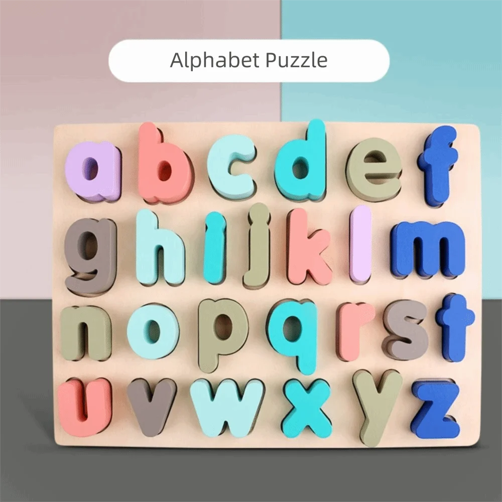 Matching Games 3D Wooden Board Early Education Mathematics Alphabet Number Puzzle Learning Shape Cognition Puzzle