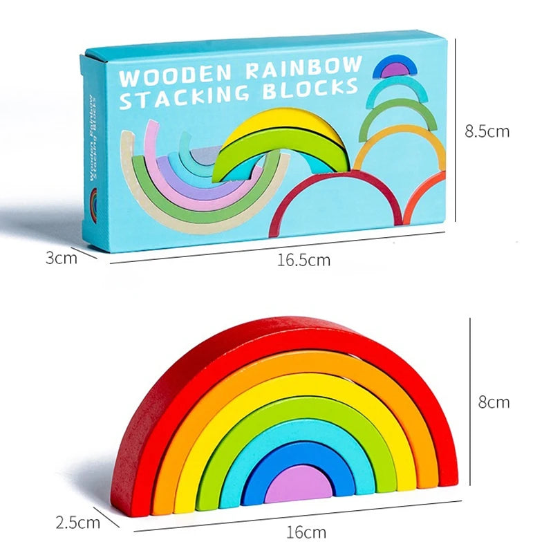 Hot Arch Bridge Rainbow Building Blocks Kids Wood Stacker Baby Toy Color Cognitive Children Montessori Educational Wooden Toys
