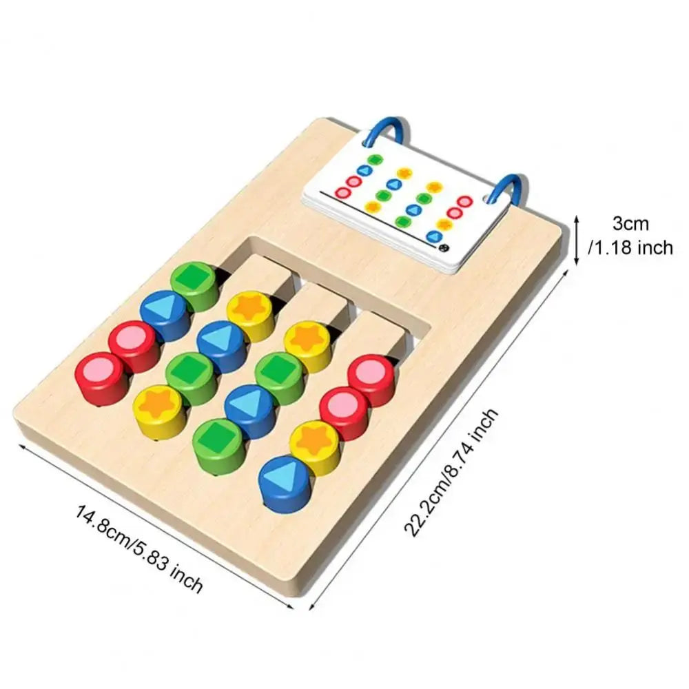 Wooden Montessori Logic Puzzle Game | Colour & Shape Matching Slide Toy