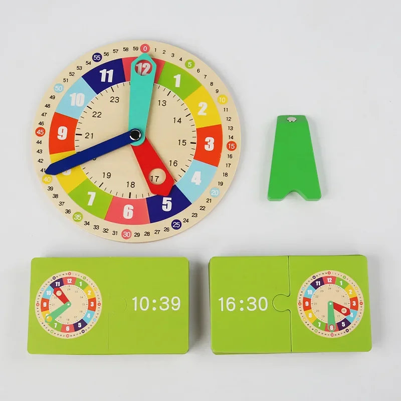 Montessori Wooden Learning Clock Toy for Kids