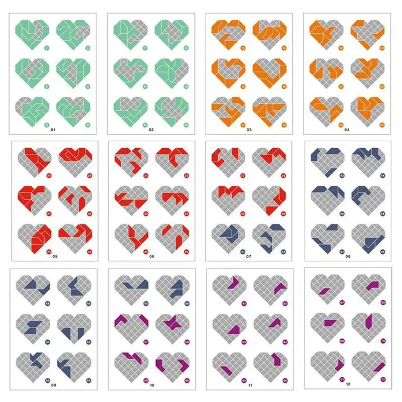 Wooden Heart Tangram Logic Puzzle