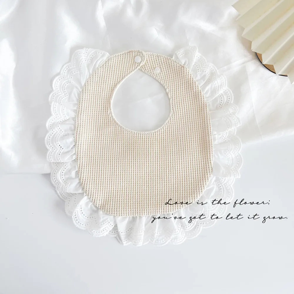 Waterproof Baby Bib Cotton Feeding Bib with Lace
