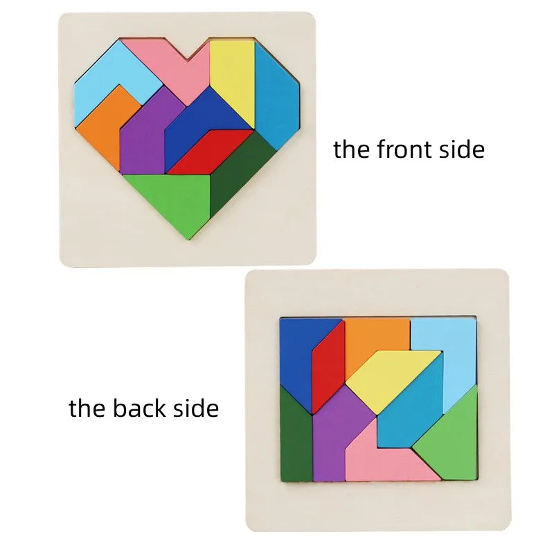 Wooden Heart Tangram Logic Puzzle