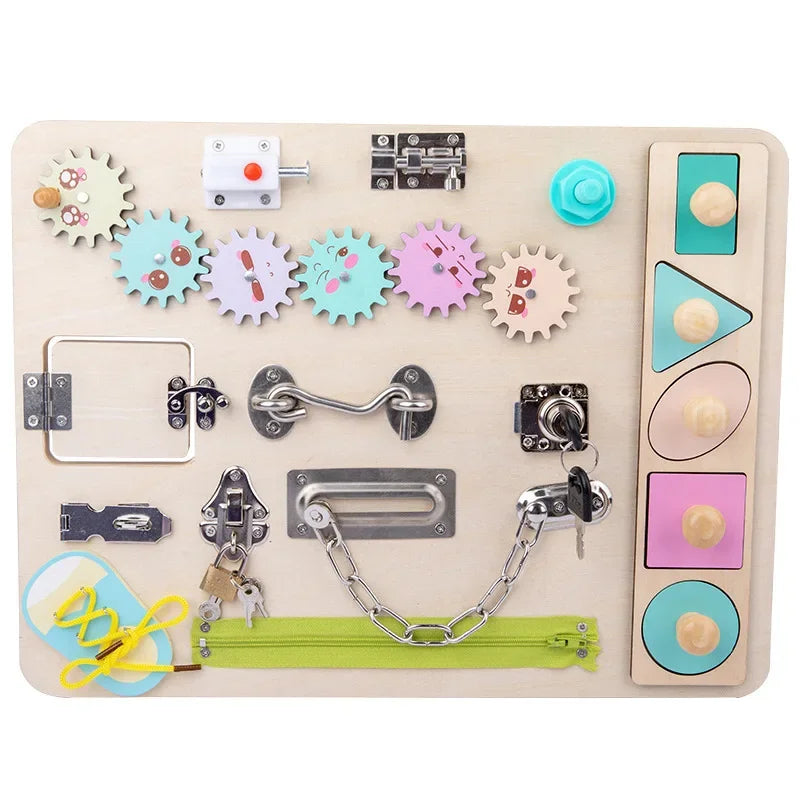 Kids Montessori Training Ability Shape Toys Match Lock Cognition Puzzle Early Educational Unlock Perception Toy Gifts Children
