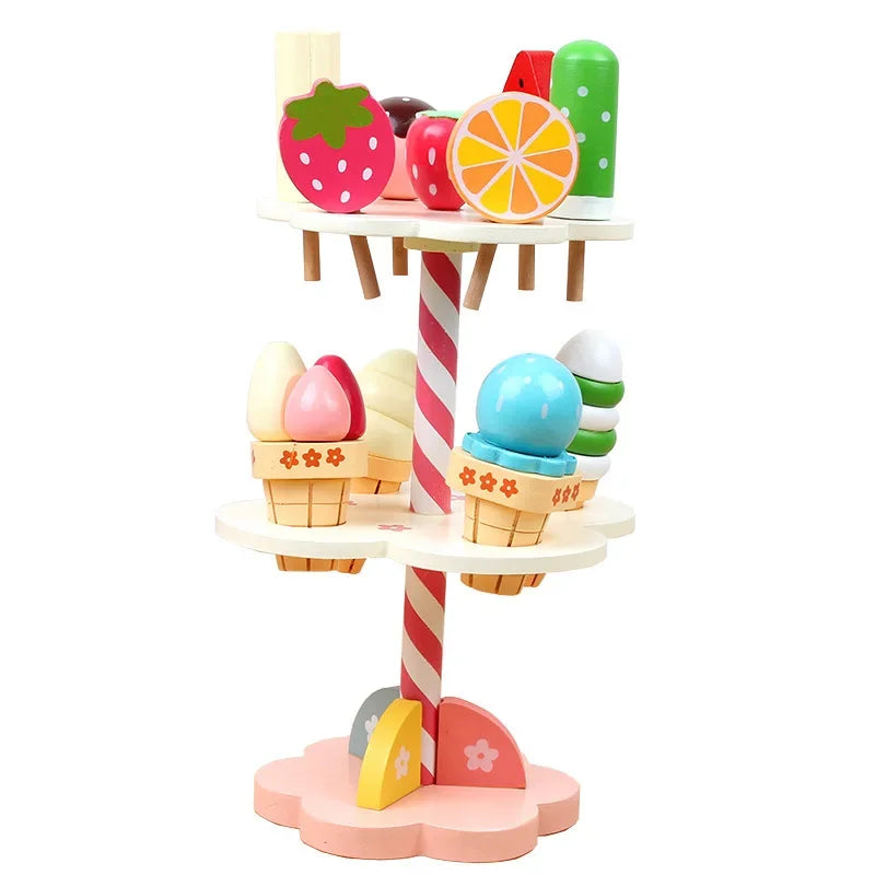 Baby Shopping Products Baby Infant Toys Simulation Magnetic Ice Cream Wooden Toys Pretend Play Toys Food Birthday Christmas Gift