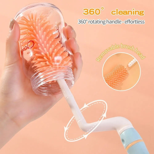 Baby Bottle Brush Set 360° with Silicone Drying Rack