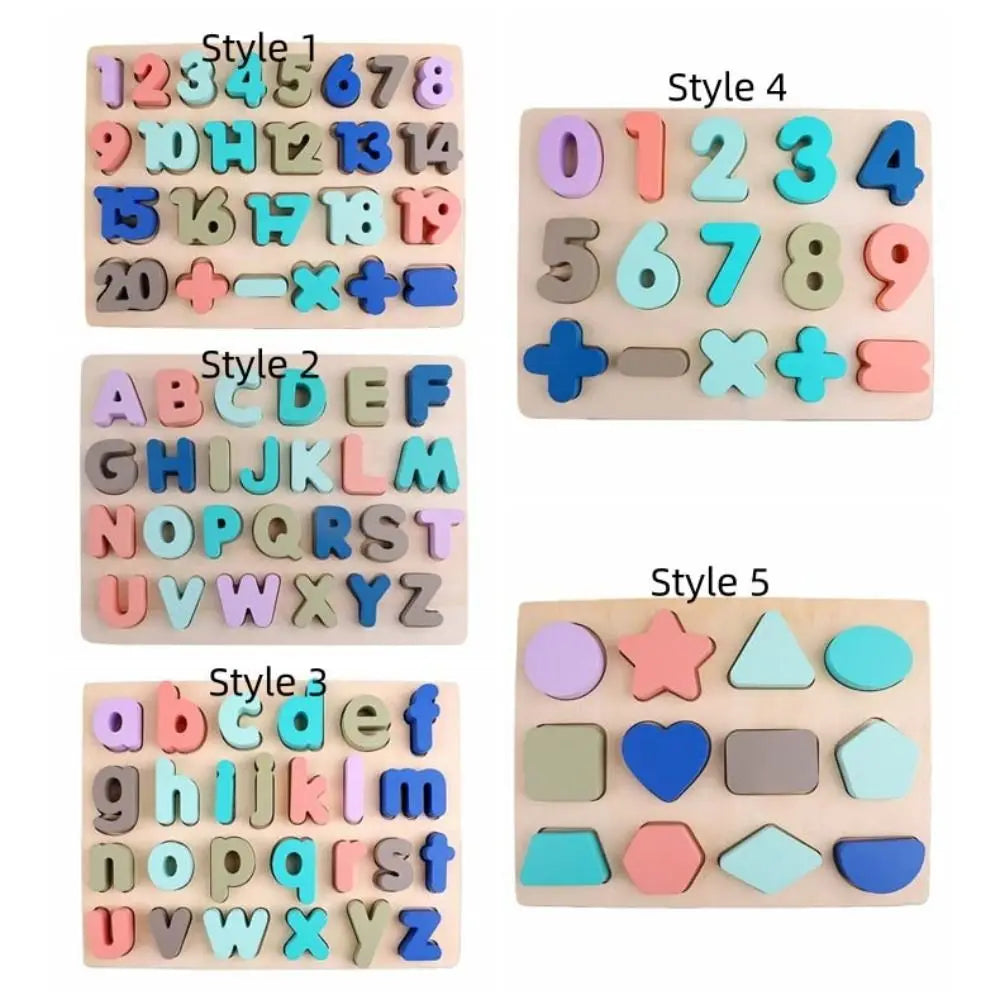 Matching Games 3D Wooden Board Early Education Mathematics Alphabet Number Puzzle Learning Shape Cognition Puzzle