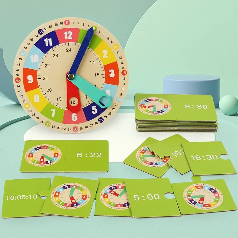 Montessori Wooden Learning Clock Toy for Kids