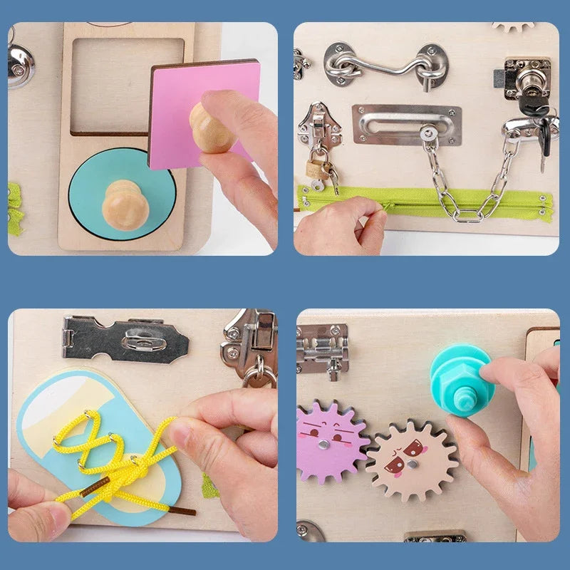 Kids Montessori Training Ability Shape Toys Match Lock Cognition Puzzle Early Educational Unlock Perception Toy Gifts Children