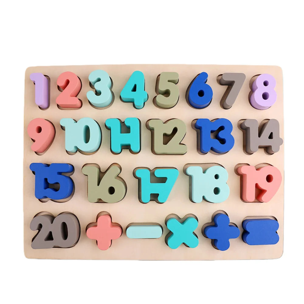 Matching Games 3D Wooden Board Early Education Mathematics Alphabet Number Puzzle Learning Shape Cognition Puzzle