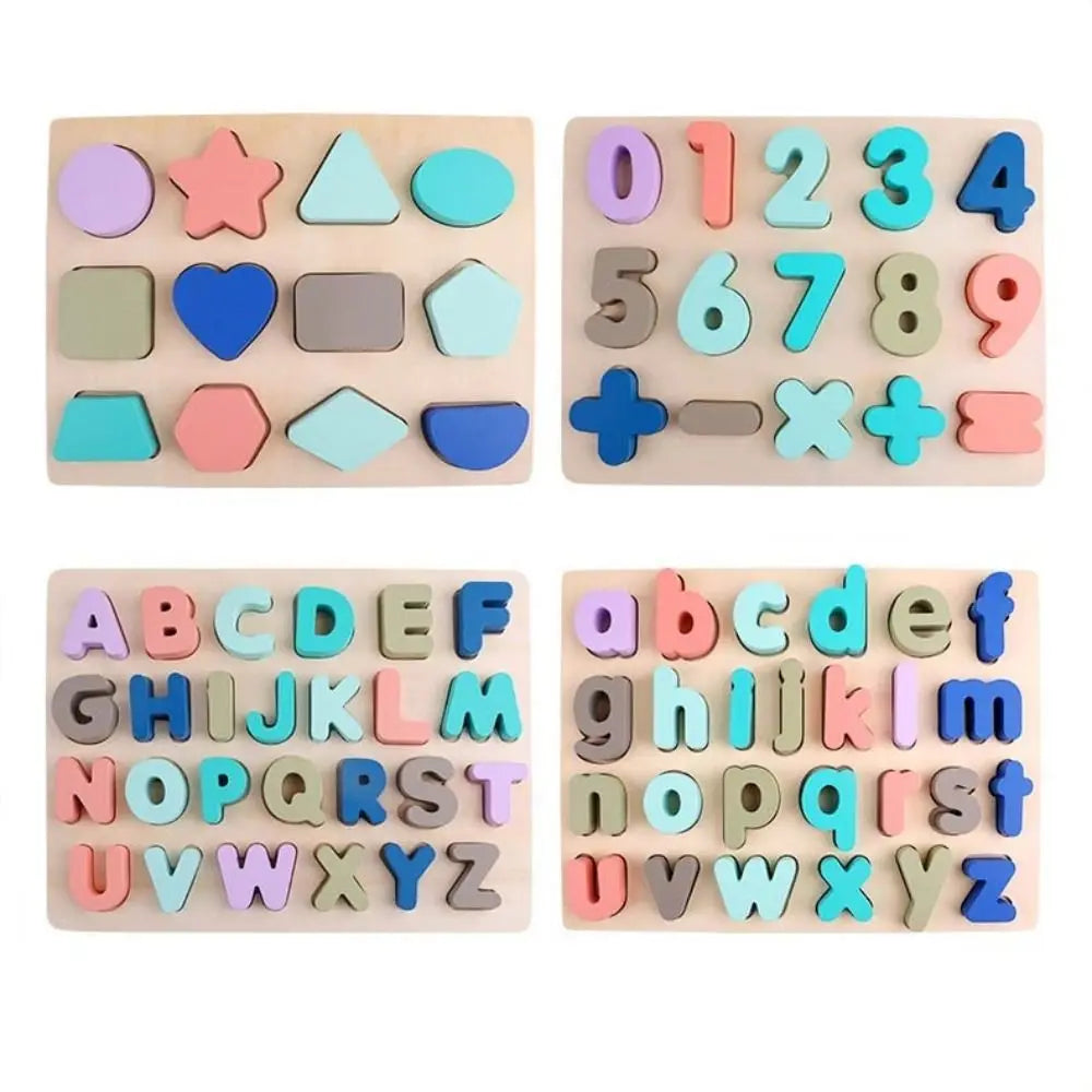 Matching Games 3D Wooden Board Early Education Mathematics Alphabet Number Puzzle Learning Shape Cognition Puzzle