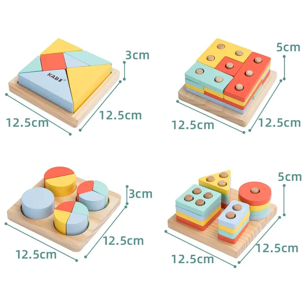 NEW Kids Wooden Toys Montessori Materials Geometry Shape Cognitive Matching Game Puzzle Early Educational Toys Gifts Children