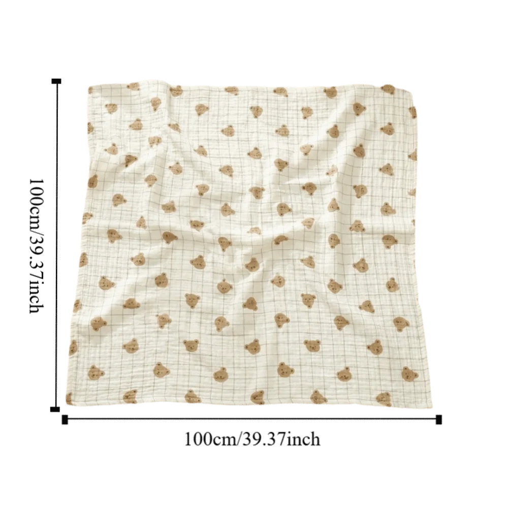 Cotton Muslin Baby Blanket & Stroller Cover – Soft Gauze Cartoon Swaddle for Infants
