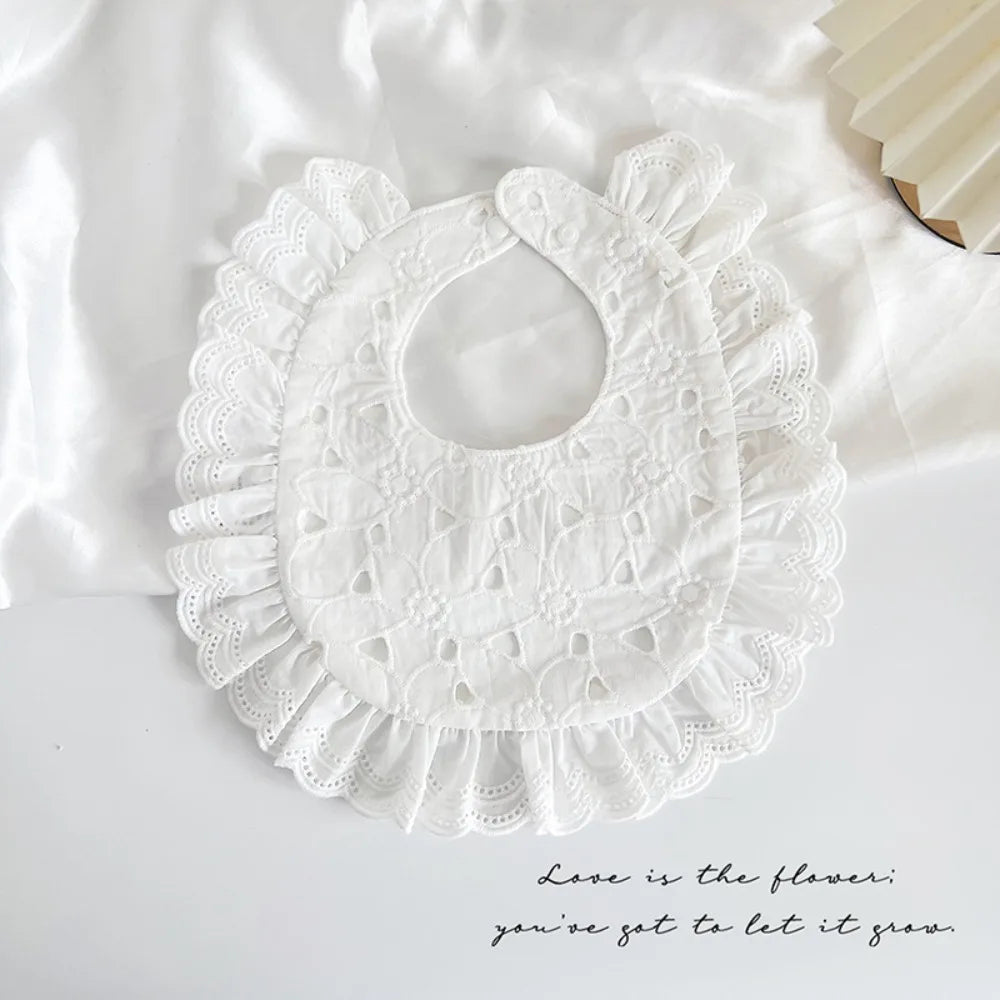 Waterproof Baby Bib Cotton Feeding Bib with Lace