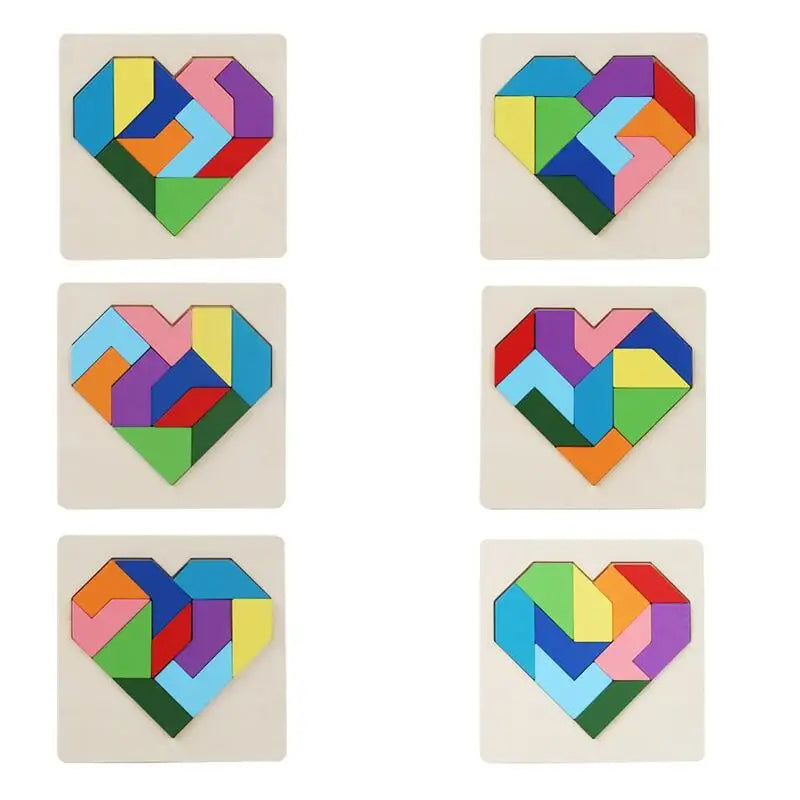 Wooden Heart Tangram Logic Puzzle