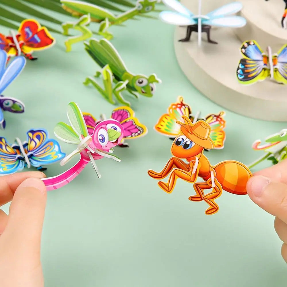 10pcs Funny Insect Paper Jigsaw Puzzles Cognition Insect DIY Handmade Paper Card Butterfly Paper Cartoon Insect Paper Mode Party