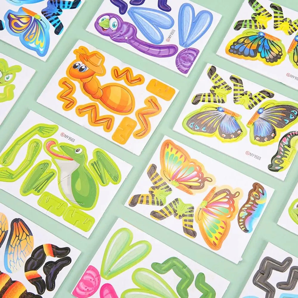 10pcs Funny Insect Paper Jigsaw Puzzles Cognition Insect DIY Handmade Paper Card Butterfly Paper Cartoon Insect Paper Mode Party