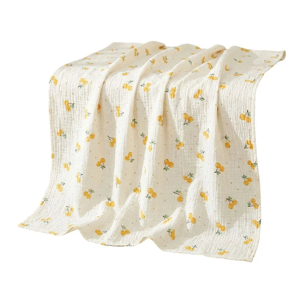 Cotton Muslin Baby Blanket & Stroller Cover – Soft Gauze Cartoon Swaddle for Infants