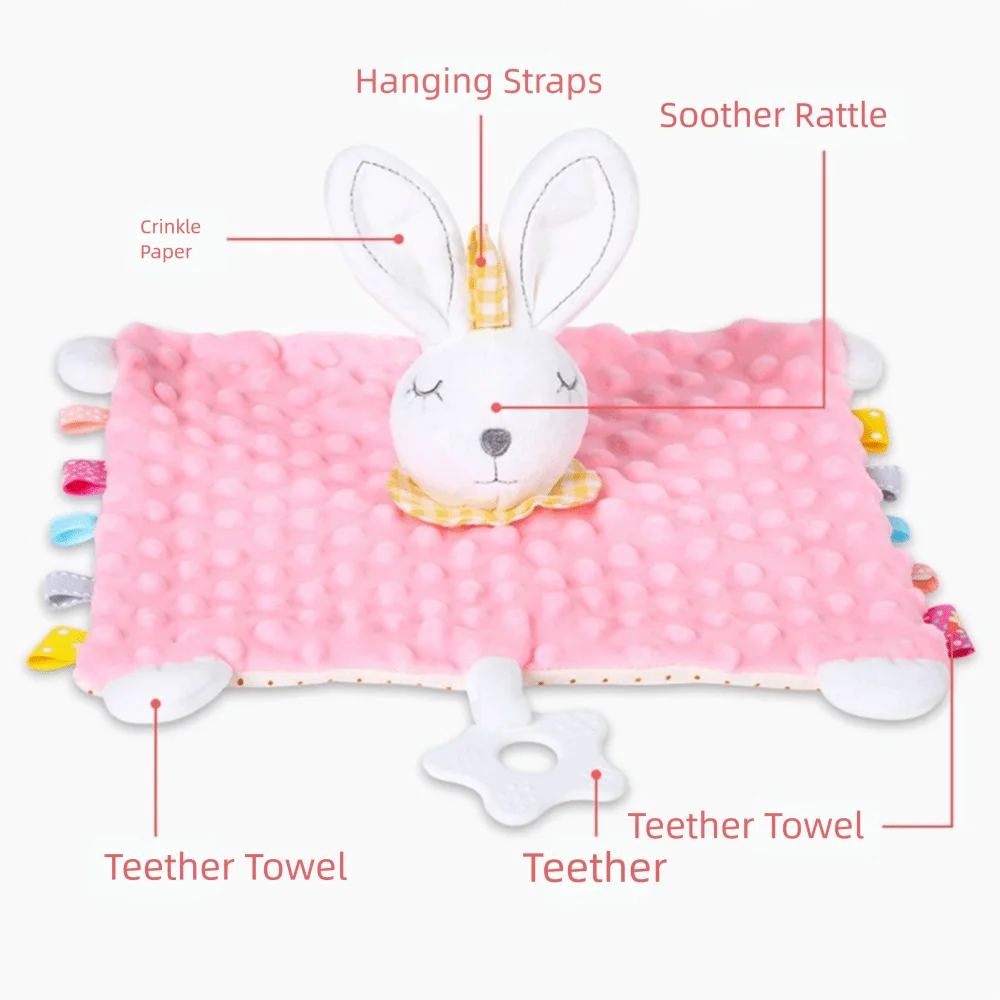 Comforter Baby Security Soothing Towel Silicone Teether Snuggle Toy Newborn Saliva Towel Stuffed Animal Adorable