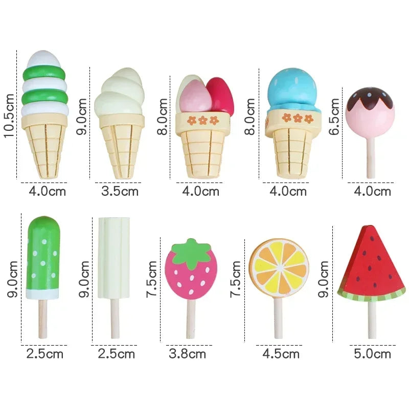 Baby Shopping Products Baby Infant Toys Simulation Magnetic Ice Cream Wooden Toys Pretend Play Toys Food Birthday Christmas Gift