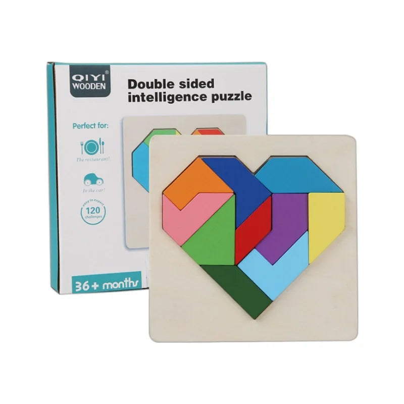 Wooden Heart Tangram Logic Puzzle