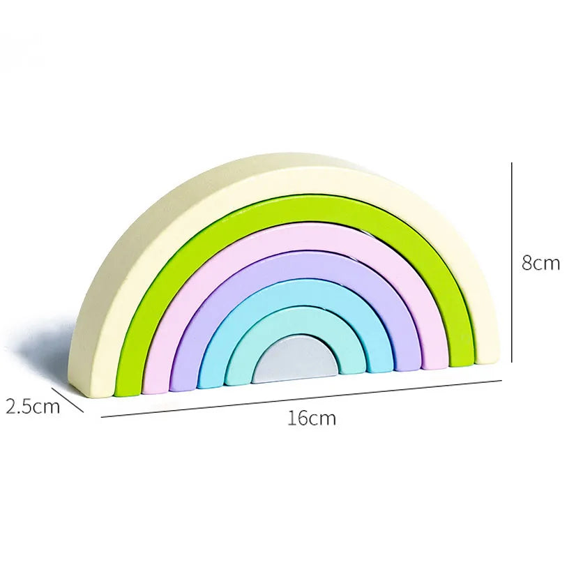Hot Arch Bridge Rainbow Building Blocks Kids Wood Stacker Baby Toy Color Cognitive Children Montessori Educational Wooden Toys