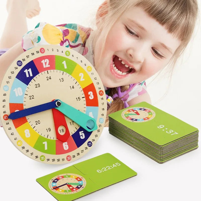 Montessori Wooden Learning Clock Toy for Kids