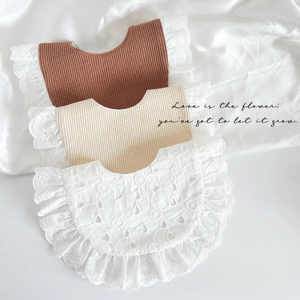 Waterproof Baby Bib Cotton Feeding Bib with Lace