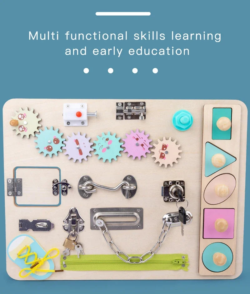 Kids Montessori Training Ability Shape Toys Match Lock Cognition Puzzle Early Educational Unlock Perception Toy Gifts Children