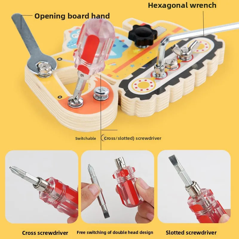 Montessori Wooden Busy Board Ship Toy for Toddlers