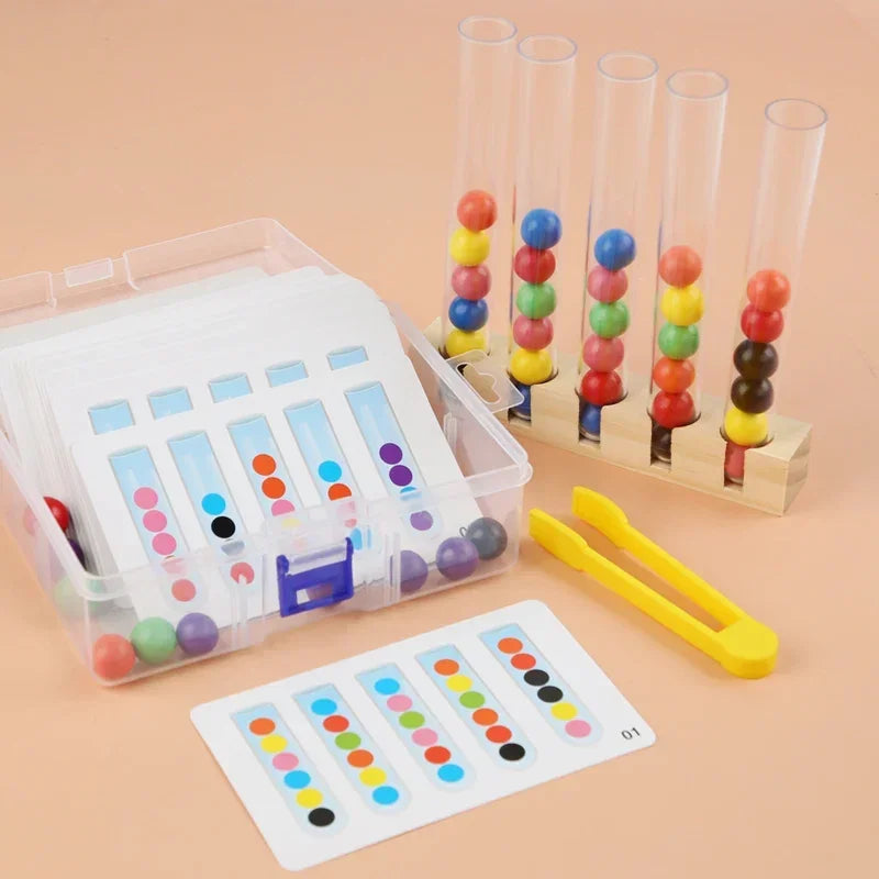 Montessori Clip Beads Test Tube Toys Material DIY Cards Puzzle Toys for Children Intelligence Early Educational Gifts