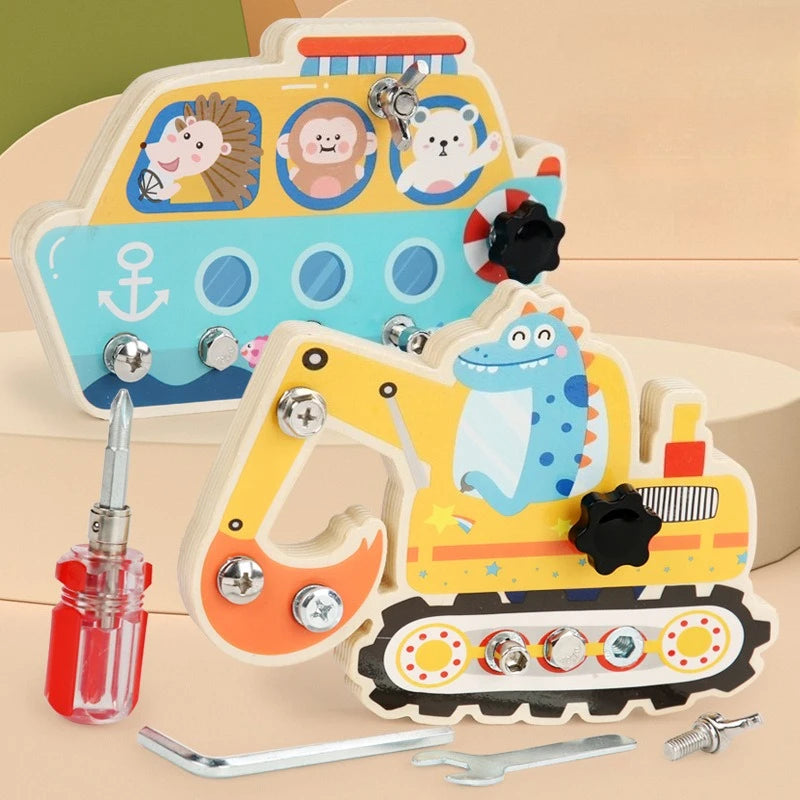 Montessori Wooden Busy Board Ship Toy for Toddlers